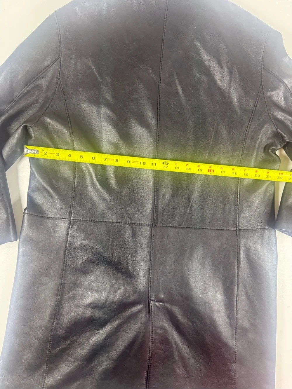 Men's Black Leather Button-Front Trench Coat